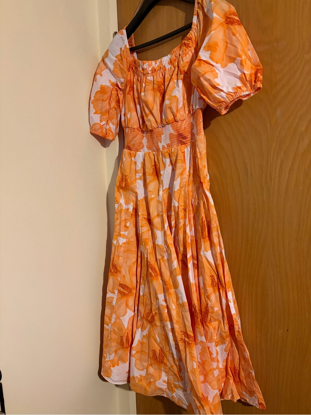 Elegant Orange Floral One Shoulder Dress